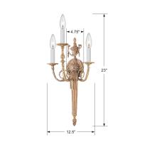 Three Light Wall Sconce by Crystorama - Loxley Collection, Matte Brass Finish - 663-MB
