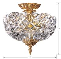 Two Light Semi Flush Mount by Crystorama - Milton Collection, Olde Brass Finish - 67-CT-OB