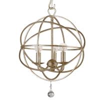 Three Light Mini Chandelier by Crystorama - Solaris Collection, Olde Silver Finish - 9225-OS