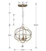Three Light Mini Chandelier by Crystorama - Solaris Collection, Olde Silver Finish - 9225-OS