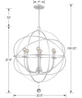 Six Light Chandelier by Crystorama - Solaris Collection, Olde Silver Finish - 9226-OS