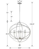 Six Light Chandelier by Crystorama - Solaris Collection, Olde Silver Finish - 9228-OS