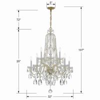 Ten Light Chandelier by Crystorama - Traditional Crystal Collection, Polished Brass Finish - 1110-PB-CL-S