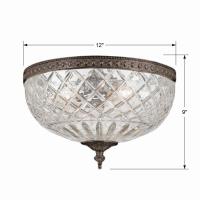 Three Light Flush Mount by Crystorama - Radley Collection, English Bronze Finish - 117-12-EB