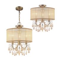 Three Light Mini Chandelier by Crystorama - Hampton Collection, Antique Brass Finish - 5623-AB