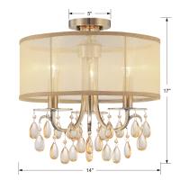 Three Light Mini Chandelier by Crystorama - Hampton Collection, Antique Brass Finish - 5623-AB