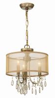Three Light Mini Chandelier by Crystorama - Hampton Collection, Antique Brass Finish - 5623-AB