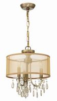 Three Light Mini Chandelier by Crystorama - Hampton Collection, Antique Brass Finish - 5623-AB
