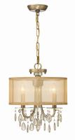 Three Light Mini Chandelier by Crystorama - Hampton Collection, Antique Brass Finish - 5623-AB
