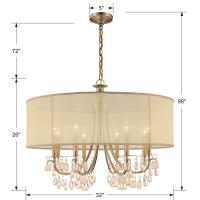 Eight Light Chandelier by Crystorama - Hampton Collection, Antique Brass Finish - 5628-AB