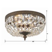 Two Light Flush Mount by Crystorama - Waltham Collection, English Bronze Finish - 710-EB-CL-MWP