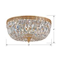 Three Light Flush Mount by Crystorama - Waltham Collection, Olde Brass Finish - 716-OB-CL-MWP