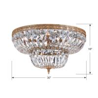 Eight Light Flush Mount by Crystorama - Waltham Collection, Olde Brass Finish - 730-OB-CL-MWP