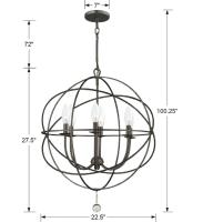 Six Light Chandelier by Crystorama - Solaris Collection, English Bronze Finish - 9226-EB