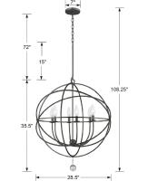 Six Light Chandelier by Crystorama - Solaris Collection, English Bronze Finish - 9228-EB