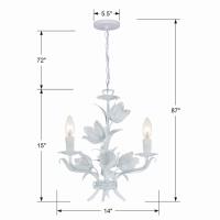Three Light Mini Chandelier by Crystorama - Southport Collection, Wet White Finish - 4813-WW