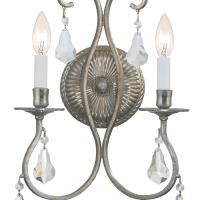 Two Light Wall Sconce by Crystorama - Ashton Collection, Olde Silver Finish - 5012-OS-CL-MWP