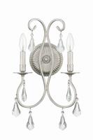 Two Light Wall Sconce by Crystorama - Ashton Collection, Olde Silver Finish - 5012-OS-CL-MWP