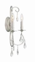 Two Light Wall Sconce by Crystorama - Ashton Collection, Olde Silver Finish - 5012-OS-CL-MWP