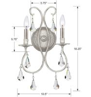 Two Light Wall Sconce by Crystorama - Ashton Collection, Olde Silver Finish - 5012-OS-CL-MWP