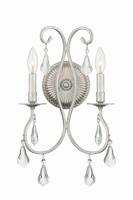 Two Light Wall Sconce by Crystorama - Ashton Collection, Olde Silver Finish - 5012-OS-CL-MWP