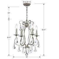 Four Light Mini Chandelier by Crystorama - Ashton Collection, Olde Silver Finish - 5014-OS-CL-MWP