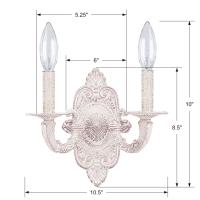 Two Light Wall Sconce by Crystorama - Paris Market Collection, Antique White Finish - 5122-AW