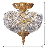 Two Light Semi Flush Mount by Crystorama - Milton Collection, Olde Brass Finish - 66-CT-OB