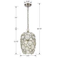 One Light Mini Chandelier by Crystorama - Palla Collection, Antique Silver Finish - 523-SA