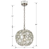 One Light Mini Chandelier by Crystorama - Palla Collection, Antique Silver Finish - 527-SA