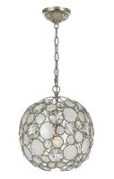 One Light Mini Chandelier by Crystorama - Palla Collection, Antique Silver Finish - 527-SA
