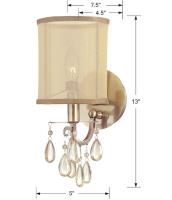 One Light Wall Sconce by Crystorama - Hampton Collection, Antique Brass Finish - 5621-AB