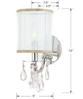 One Light Wall Sconce by Crystorama - Hampton Collection, Polished Chrome Finish - 5621-CH