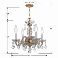Four Light Mini Chandelier by Crystorama - Traditional Crystal Collection, Polished Brass Finish - 1064-PB-CL-MWP