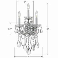 Three Light Wall Sconce by Crystorama - Maria Theresa Collection, Polished Chrome Finish - 4423-CH-CL-S