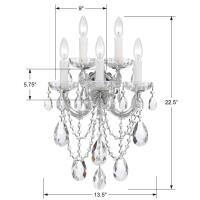 Five Light Wall Sconce by Crystorama - Maria Theresa Collection, Polished Chrome Finish - 4425-CH-CL-MWP