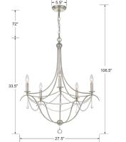 Five Light Chandelier by Crystorama - Metro Collection, Antique Silver Finish - 425-SA