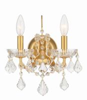 Two Light Wall Sconce by Crystorama - Filmore Collection, Antique Gold Finish - 4452-GA-CL-S