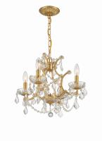 Four Light Mini Chandelier by Crystorama - Filmore Collection, Antique Gold Finish - 4454-GA-CL-MWP