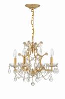 Four Light Mini Chandelier by Crystorama - Filmore Collection, Antique Gold Finish - 4454-GA-CL-MWP
