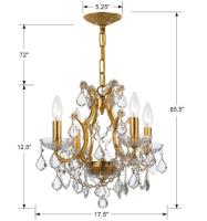 Four Light Mini Chandelier by Crystorama - Filmore Collection, Antique Gold Finish - 4454-GA-CL-MWP