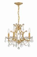 Four Light Mini Chandelier by Crystorama - Filmore Collection, Antique Gold Finish - 4454-GA-CL-S