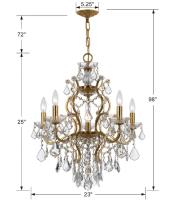 Six Light Chandelier by Crystorama - Filmore Collection, Antique Gold Finish - 4455-GA-CL-S