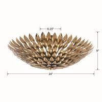 Six Light Flush Mount by Crystorama - Broche Collection, Antique Gold Finish - 507-GA