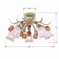 Five Light Semi Flush Mount by Crystorama - Southport Collection, Sage Rose Finish - 4800-SR