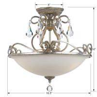 Three Light Semi Flush Mount by Crystorama - Ashton Collection, Olde Silver Finish - 5010-OS-CL-MWP