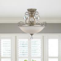 Three Light Semi Flush Mount by Crystorama - Ashton Collection, Olde Silver Finish - 5010-OS-CL-MWP