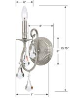 One Light Wall Sconce by Crystorama - Ashton Collection, Olde Silver Finish - 5011-OS-CL-MWP