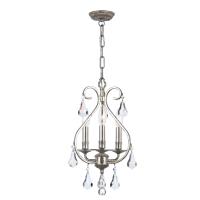 Three Light Mini Chandelier by Crystorama - Ashton Collection, Olde Silver Finish - 5013-OS-CL-MWP