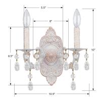 Two Light Wall Sconce by Crystorama - Paris Market Collection, Antique White Finish - 5022-AW-CL-S